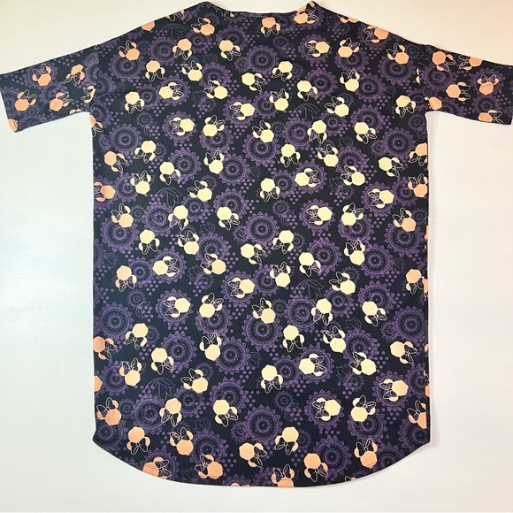 EUC XXS Disney LuLaRoe Irma Tunic Top Short Sleeve, Black, Purple, & Orange 121 - Picture 3 of 9